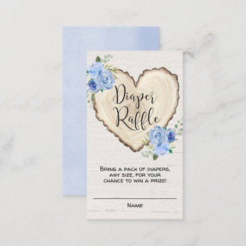 Rustic floral heart boy diaper raffle cards