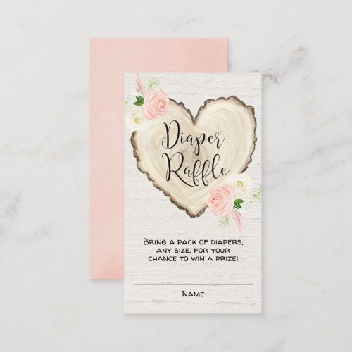 Rustic floral heart girl diaper raffle cards