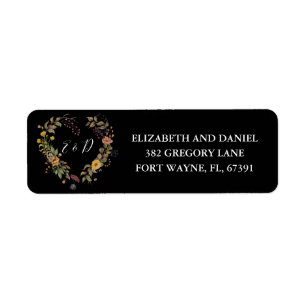 Rustic Floral Heart Wedding Return Address Label