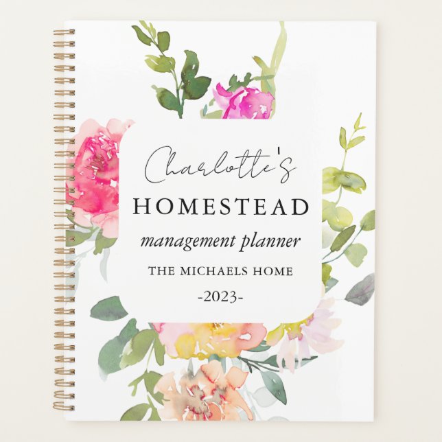 Rustic Floral Homestead Management Planner (Front)