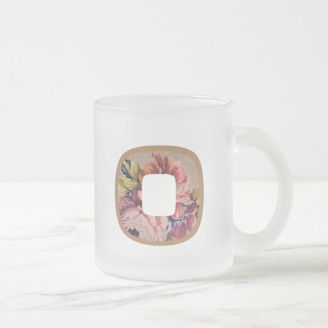 Rustic Floral Initial Letter O Monogram Frosted Glass Coffee Mug (Right)