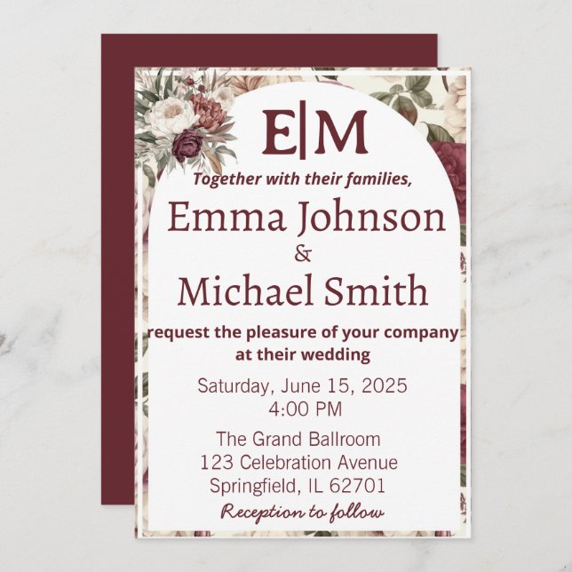 Rustic floral invites (Front/Back)
