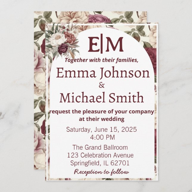 Rustic floral invites (Front/Back)