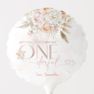 Rustic Floral Isn't She Onederful Birthday Balloon