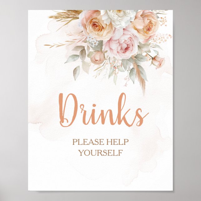 Rustic Floral Isn't She Onederful Birthday Drinks Poster (Front)