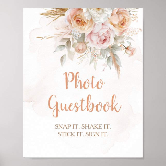 Rustic Floral Isn't She Onederful Photo Guestbook (Front)