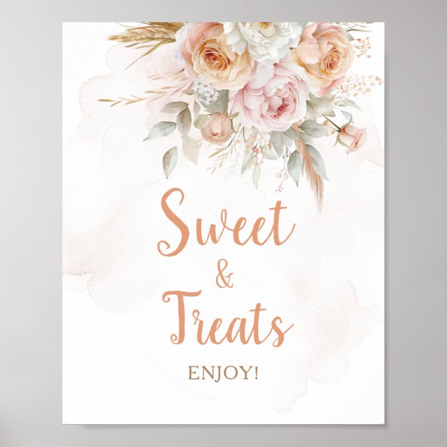 Rustic Floral Isn't She Onederful Sweet and Treats Poster (Front)