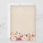 Rustic Floral Ivory Burlap Lace Birthday Party Invitation (Back)