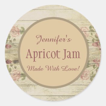 Rustic Floral Jelly Jam Custom Jar Baking Bakery Classic Round Sticker by MaggieMart at Zazzle