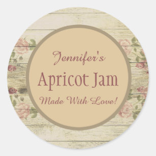 Rustic Floral Jelly Jam Custom Jar Baking Bakery Classic Round Sticker