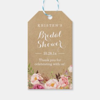 Rustic Floral Kraft | Bridal Shower Thank You Gift Tags