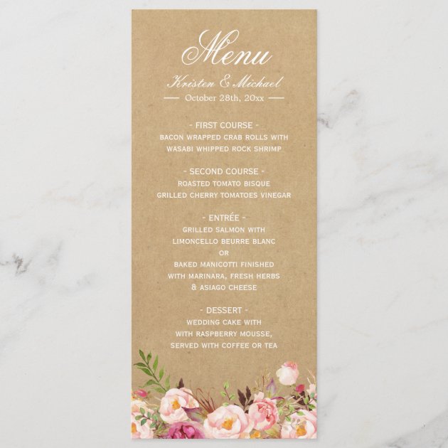 Rustic Floral Kraft | Elegant Chic Wedding Menu