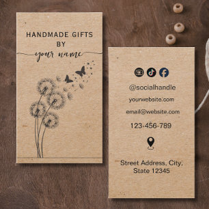 Rustic Floral Kraft Handmade with love Business Card