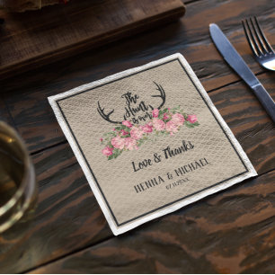 Rustic floral Kraft Hunt is Over Wedding Napkins