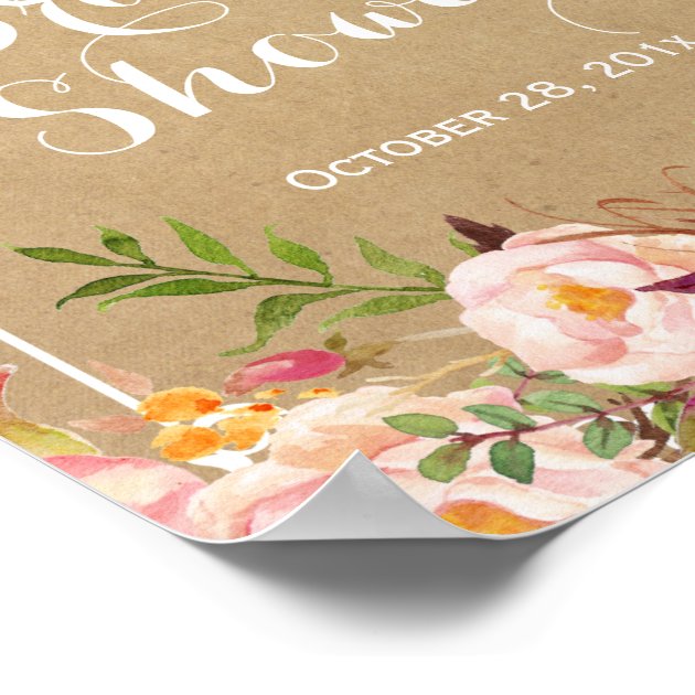 Rustic Floral Kraft Look | Bridal Shower Sign