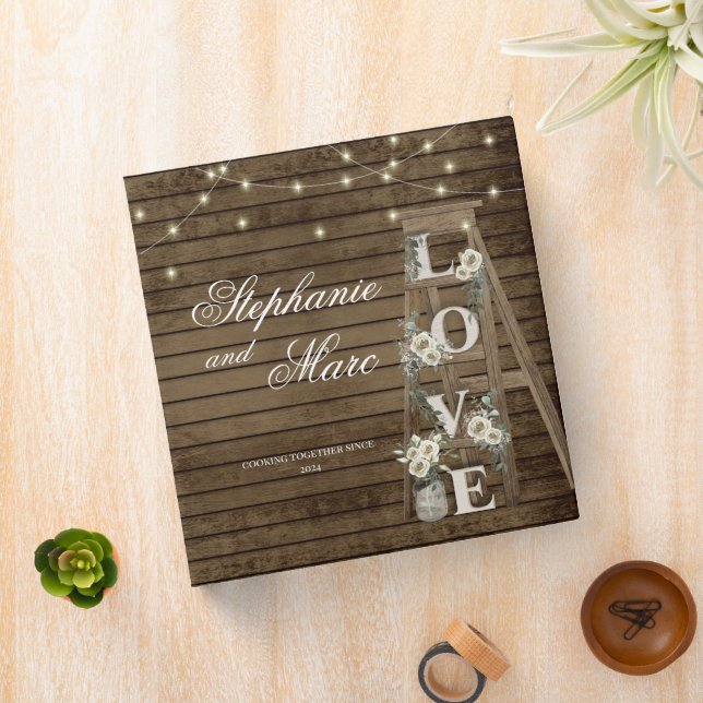 Rustic Floral Ladder and Love Recipe 3 Ring Binder (In Situ)