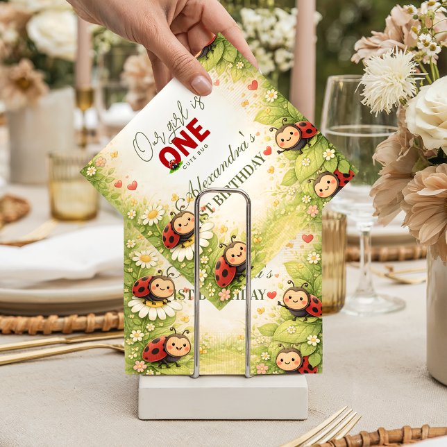 Rustic Floral Lady Bug 1st Birthday Napkins (Creator Uploaded)