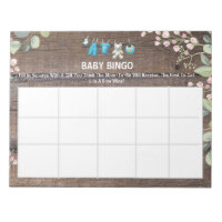 Rustic Floral Laundry Baby Shower Bingo Game Notepad