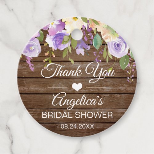 Rustic Floral Lavender Bridal Shower Thank You Favor Tags