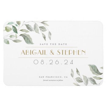 Rustic Floral Leaf Wedding Save The Date Magnet by thepixelprojekt at Zazzle