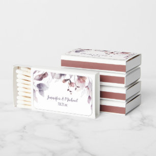 Rustic Floral Leaves Mauve Pink Dusty Purple Matchboxes
