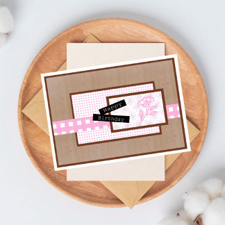 Rustic Floral Light Pink Birthday Card