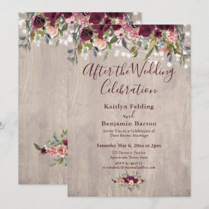 Rustic Floral Lights After the Wedding Celebration Invitation