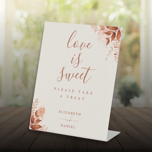 Rustic Floral Love Is Sweet Favor Pedestal Sign