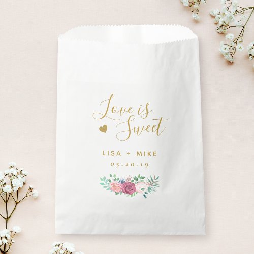 Rustic Floral Love is Sweet Wedding Bridal Shower Favor Bag