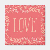 Rustic Floral Love | Pinkish Orange Magnet