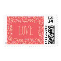 Rustic Floral Love | Pinkish Orange Postage