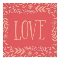 Rustic Floral Love | Pinkish Orange Poster