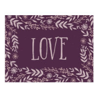 Rustic Floral Love | Purple | Postcard