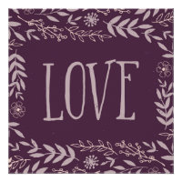Rustic Floral Love | Purple | Poster