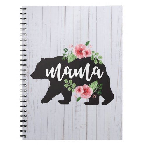 Rustic Floral Mama Bear  Notebook