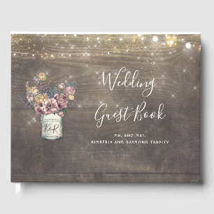 Rustic Floral Mason Jar Barn Wedding Guest Book