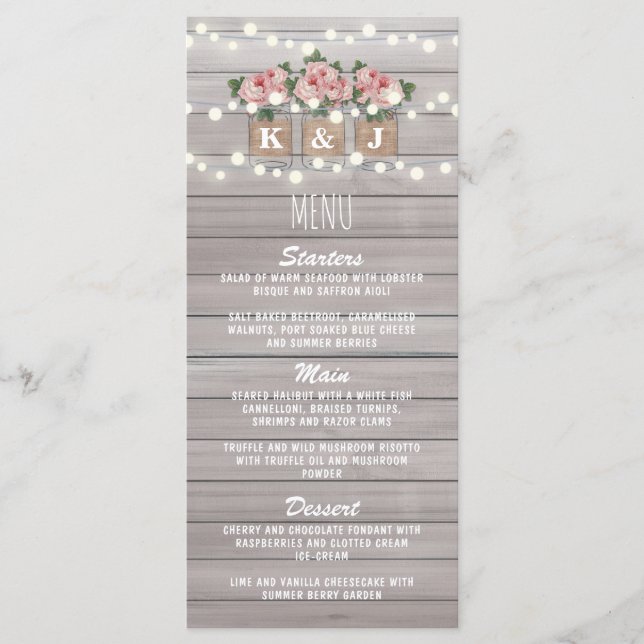 Rustic Floral Mason Jar Menu (Front)