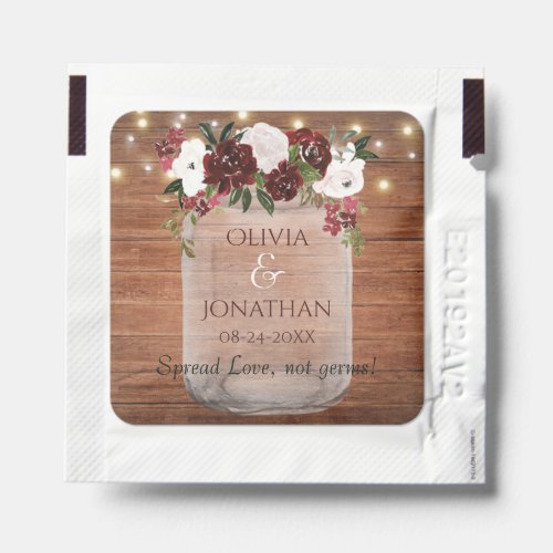 Rustic Floral Mason Jar String Lights Wedding Hand Sanitizer Packet