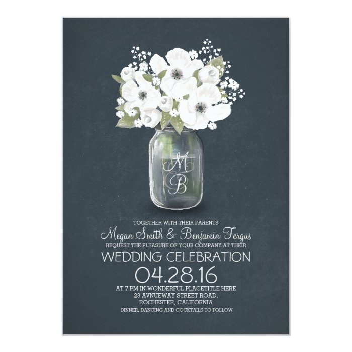 rustic floral mason jar wedding invitation Zazzle