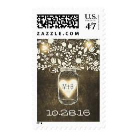 rustic floral mason jar wedding postage stamps