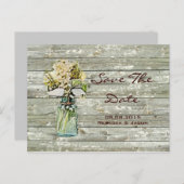 rustic floral mason jar wedding save the date announcement postcard (Front/Back)