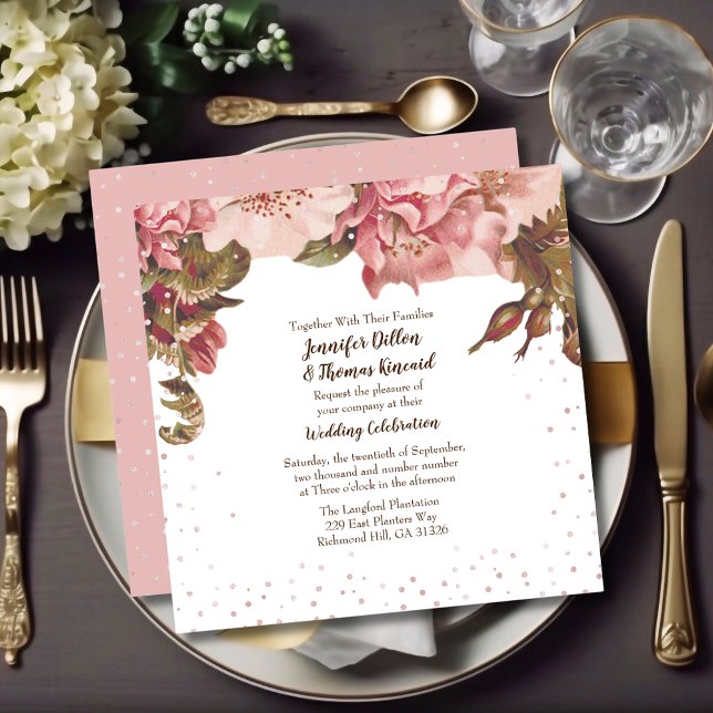 Rustic Floral Mauve Wedding Invitation (Creator Uploaded)