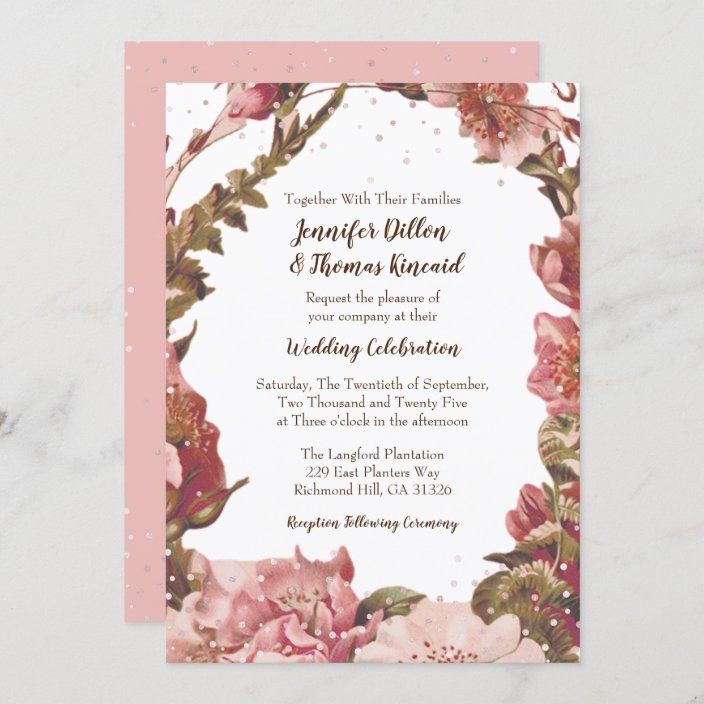 Rustic Floral Mauve Wedding Invitation | Zazzle.com