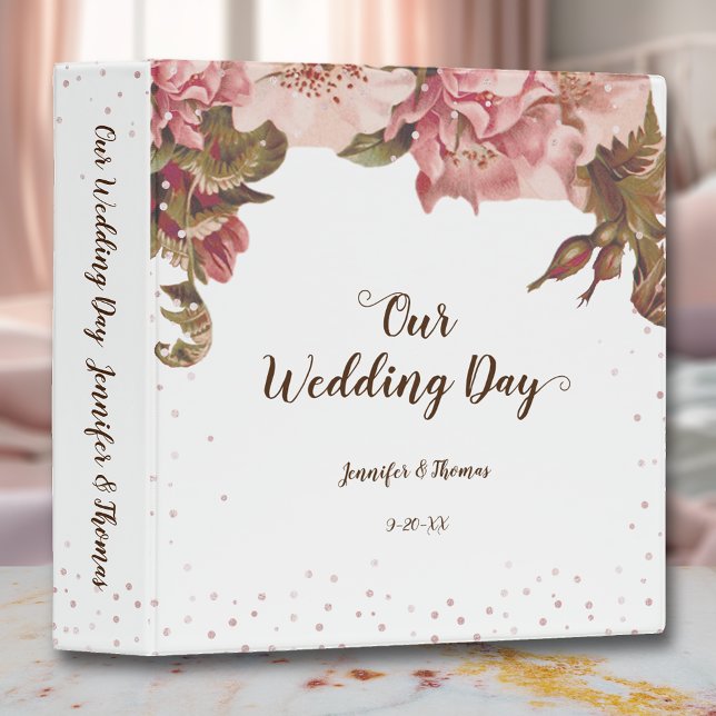 Rustic Floral Mauve Wedding Scrapbook Album 3 Ring Binder (Creator Uploaded)