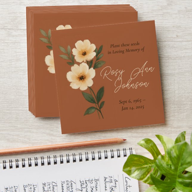 Rustic Floral Memorial Seed Envelope (Stacked)