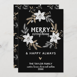 Rustic Floral Merry Everything Christmas Holiday Card