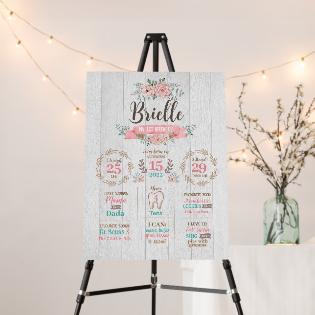 Rustic floral milestone birthday foam board (In Situ (Stand))