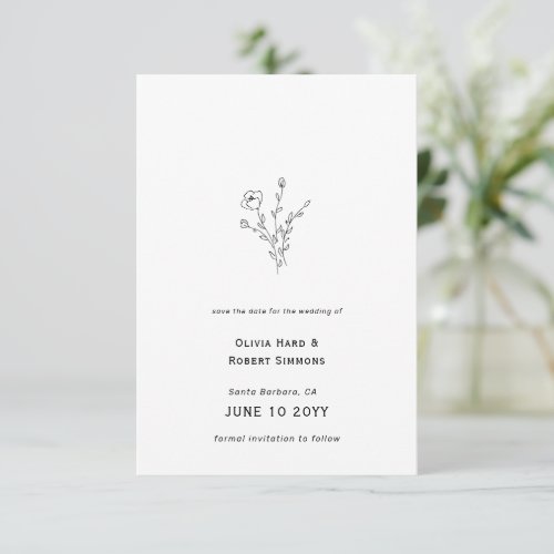 Rustic Floral Minimal Wedding Save The Date