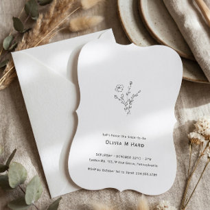 Rustic Floral Minimalist Bridal Shower Invitation