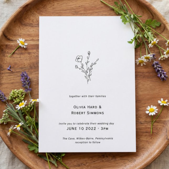 Rustic Floral Minimalist Wedding Invitation (Creator Uploaded)